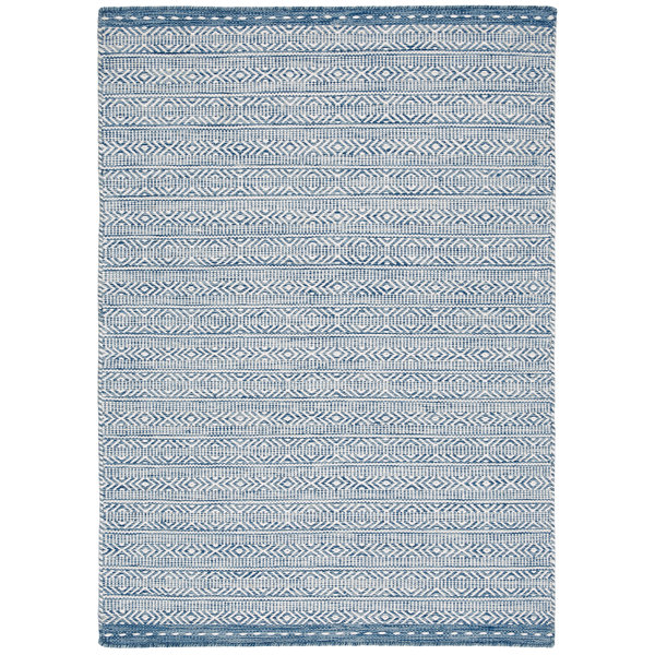 Beachcrest Home Dutra Reversible Handmade Dhurrie Wool Blue Rug
